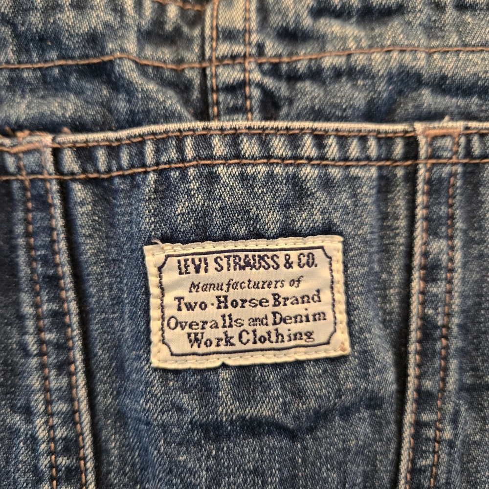 Vintage 90s Levi Strauss & Co Overalls S Medium Blue Wash 100% Cotton Denim - Picture 4 of 11